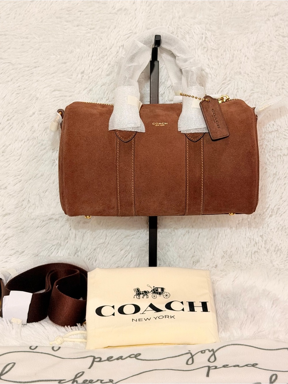 Coach Compass Bag 25 Dark Chocolate Suede NWT